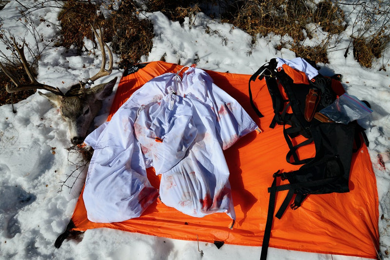Load image into Gallery viewer, The Hunters Tarp Protecting Caribou Gear Game Bags