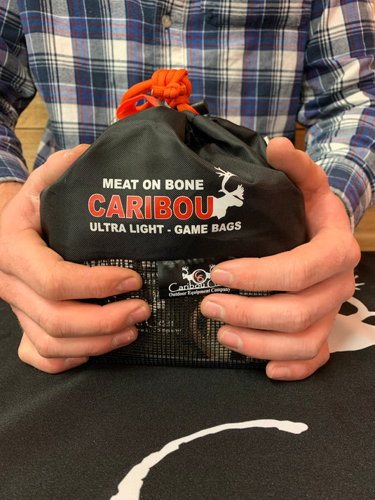 The Caribou is the best light weight game bag for caribou hunting. Light weight and compact.