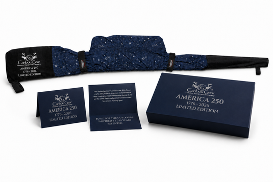 America 250 Limited Edition Waterproof Rifle Cover with premium box, numbered card, insert card, and two black Velcro accessory straps