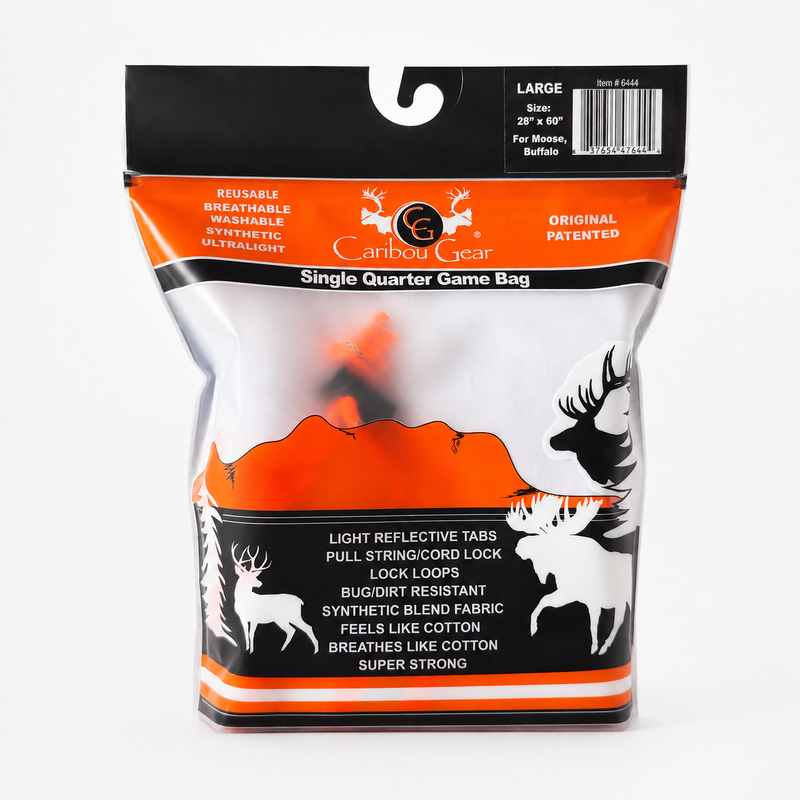 Load image into Gallery viewer, Caribou Gear Large Single Quarter Game Bag package for moose and buffalo, 28 x 60 inches

