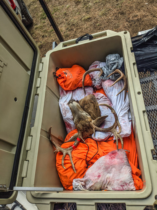 The Best Game Bags For Elk The Wapiti - game bag system is a must-have for all Elk hunters. Designed for elk meat on bone quarters and meat parts or like sized game. This small convenient species specific product contains 5 game bags with our signature light reflective attachments for easy locate in the dark and lock loops. A perfect fit for the Back Country Hunter.  The Last Game Bags You'll Ever Need!