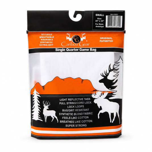 Caribou Gear Small Single Quarter Game Bag package for deer and antelope, 20 x 34 inches