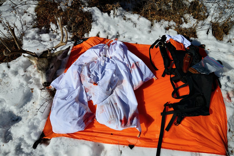 Load image into Gallery viewer, The Hunters Tarp Protecting Caribou Gear Game Bags 
