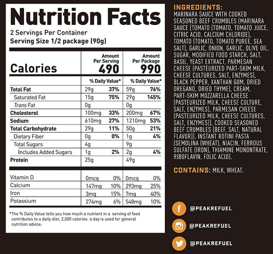 Beef Pasta Marinara- Peak Refuel